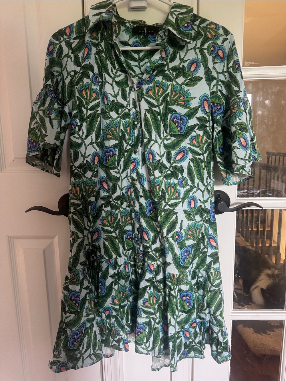 Abbey glass Floral Green Short-Sleeve Mini Dress